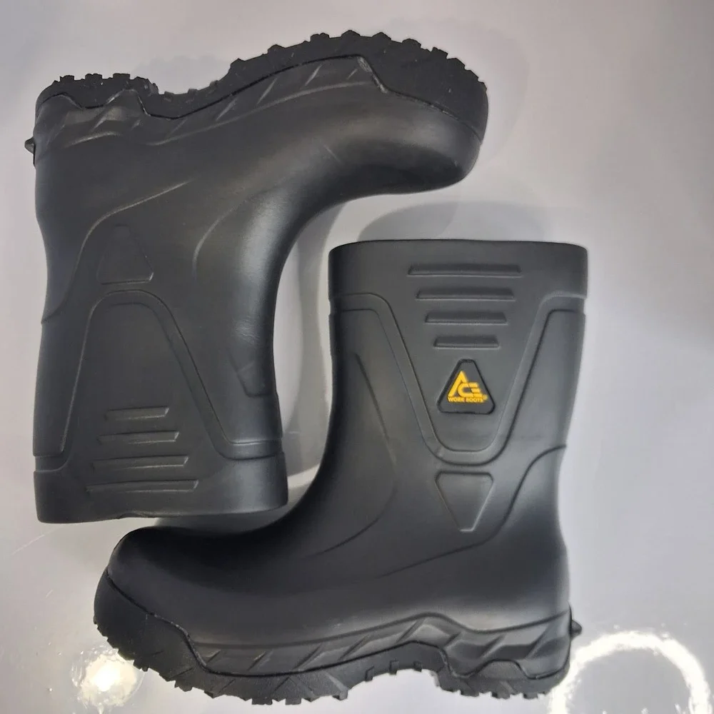 ACE Work Boots Black Rubber Waterproof Slip Resistant Utility Boots W8 M6